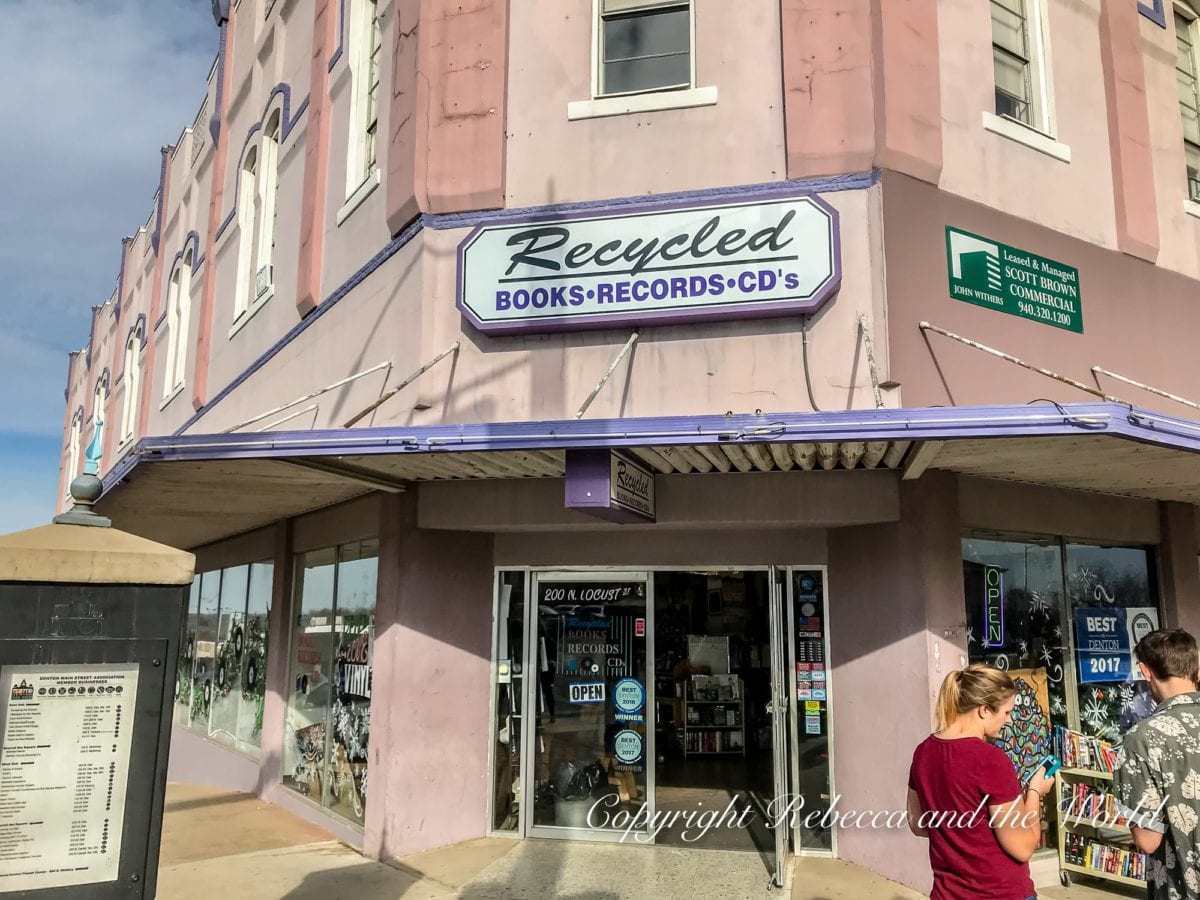 Recycled in Denton Texas is a great store selling books and records - it's a must do in Denton