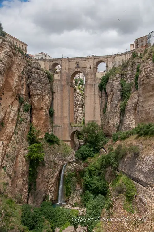 The famous Puente Nuevo bridge spanning the El Tajo gorge in Ronda, a remarkable example of 18th-century engineering, connecting the old and new parts of the town.