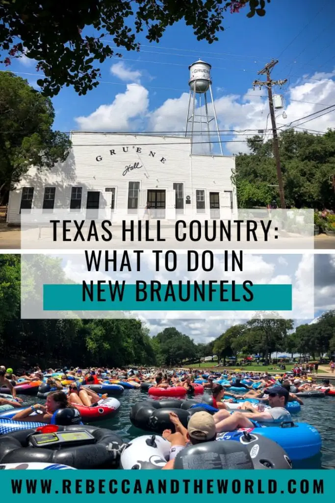 New Braunfels in Texas Hill Country is a great place to spend a long weekend. There are plenty of things to do here - wander historic Gruene, go shopping at the farmers market, tube down one of the city's two rivers or sip Texan wines. This guide shares the best things to do in New Braunfels, along with where to eat, where to stay and when to visit. | #newbraunfels #texas #hillcountry #gruene #gruenehall #thingstodoinnewbraunfels #weekendtrip #travelguide