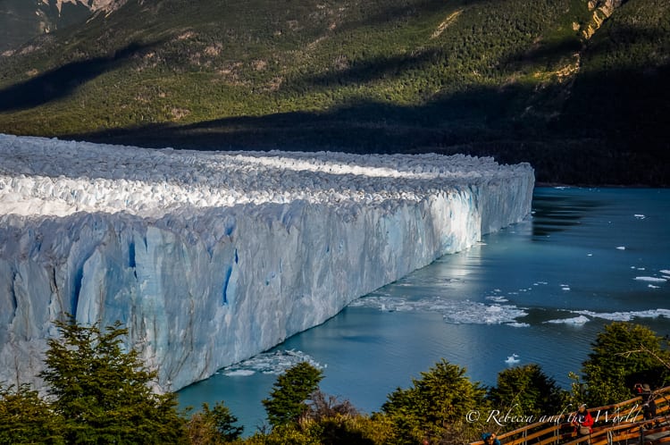 Perito Moreno Glacier near El Calafate - a giant ice glacier surrounded by greenery. El Calafate is a must-stop on this Argentina itinerary