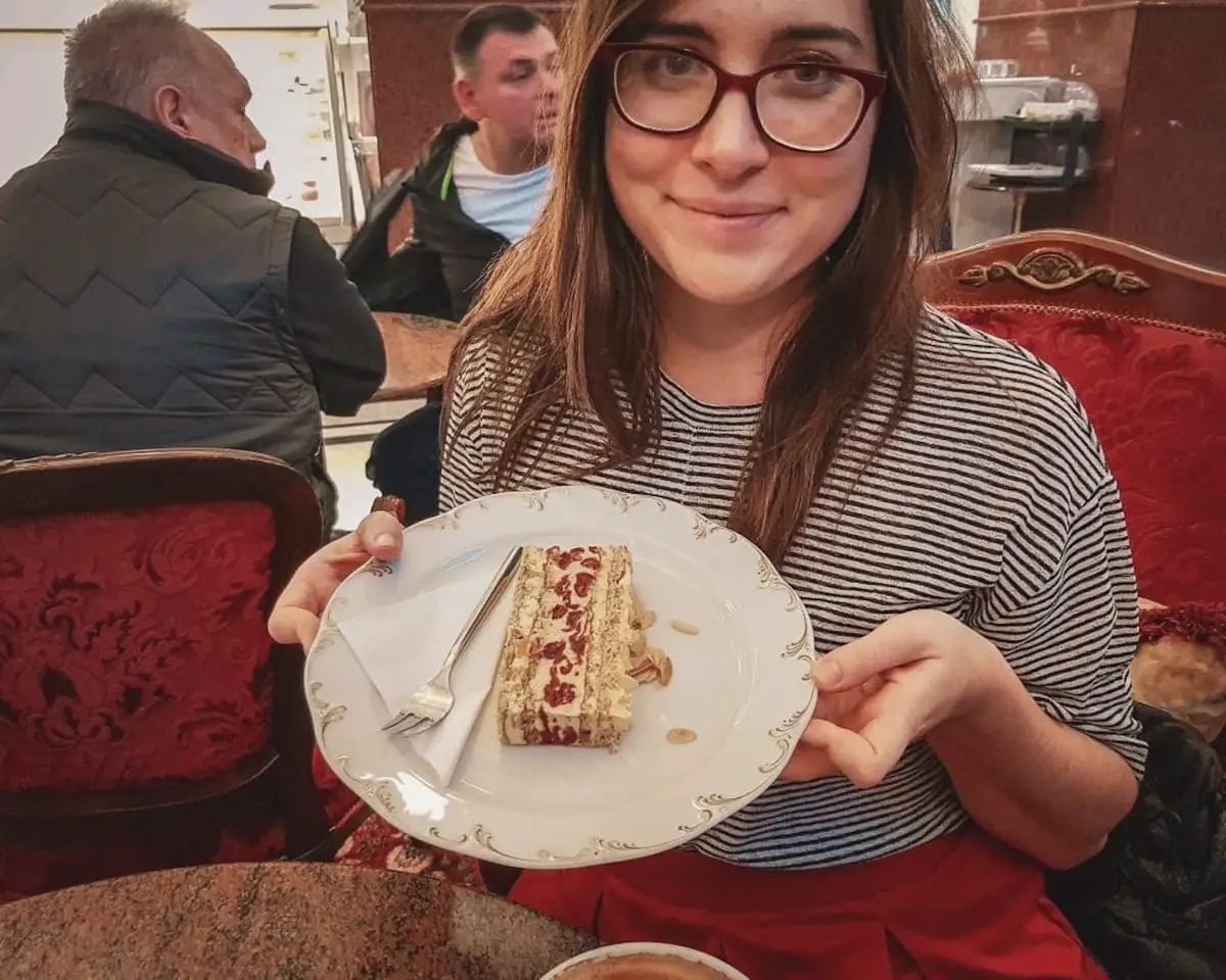 Make sure to try a piece of Moskva schnit, a cherry and almond cake, when you visit Belgrade