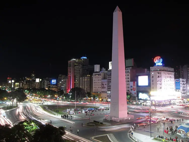 The Obelisk in Buenos Aires, Argentina, is one of the most photographed spots in the city