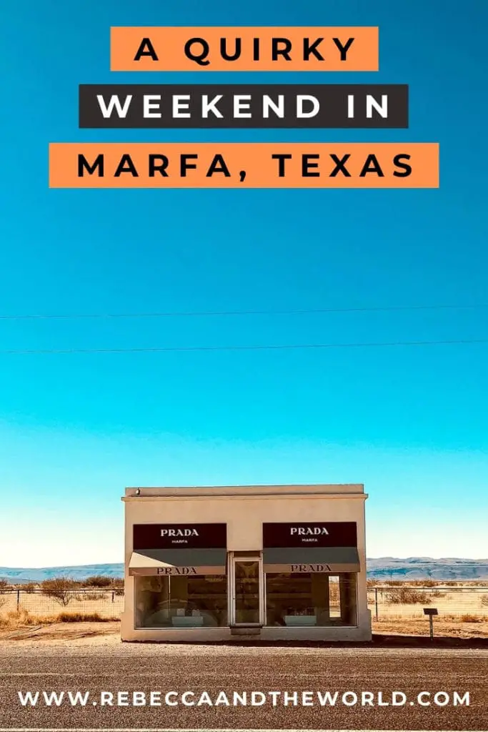 Have you heard of Marfa, Texas? It's one of the coolest and quirkiest towns in Texas! Spend a weekend in Marfa with this guide which shares what to do in Marfa, where to eat and where to stay in Marfa. | #marfa #texas #marfatexas #marfatx #weekendguide #thingstodoinmarfa