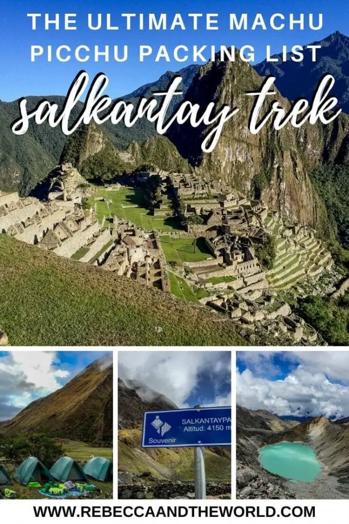 Hiking Peru's Salkantay Trek? Prepare for your trek to Machu Picchu with this Salkantay Trek packing list of what to bring - and what to leave behind. Includes tips for packing based on my personal experience hiking the Salkantay Trek. | Salkantay Trek | Machu Picchu | Peru | South America Travel | Salkantay Trek Packing List | Machu Picchu Packing List | What to Pack for Salkantay Trek | Salkantay Packing List | Visit Peru | Travel Peru