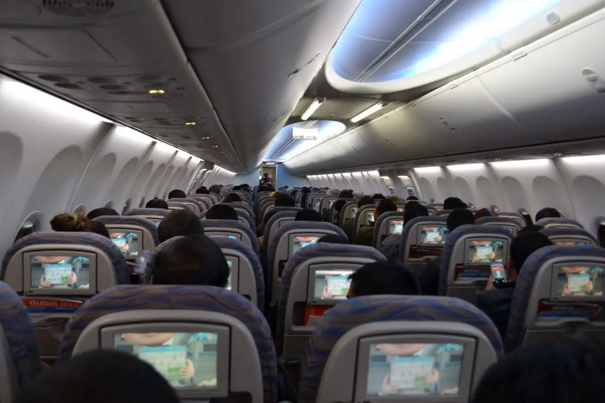 Inside airplane