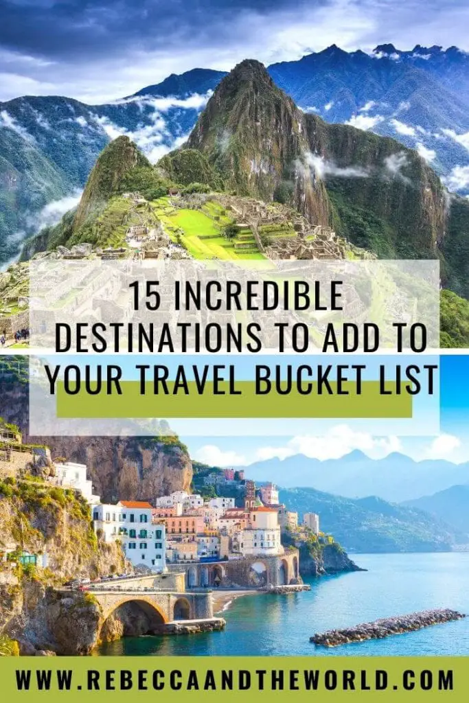 Looking for some serious wanderlust? Here are 15 dream travel destinations - both well-known destinations and some more off-the-beaten-path choices. Add them to your travel bucket list! What's on your dream travel destination list? | Dream Travel Destinations | Bucket list Countries | Bucket List Destinations | Bucket List | Travel Bucket List