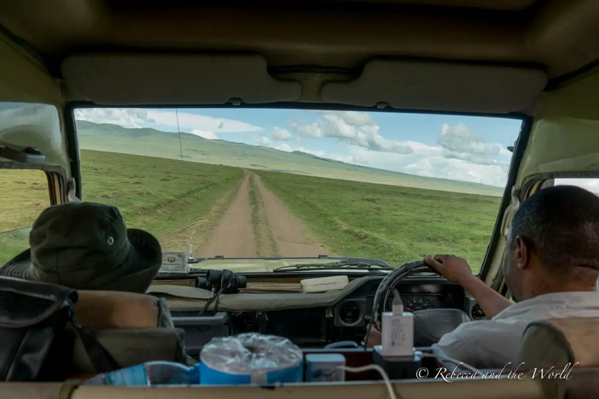 Driving through Ngorongoro Conservation Area in Tanzania
