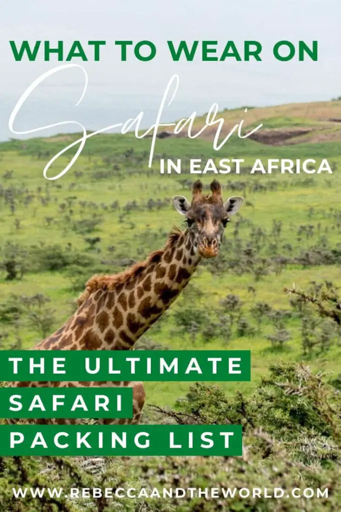 Heading to East Africa for a bucket-list safari? Find out what to wear on safari and what to pack with this detailed East Africa packing list. It includes tips what to include on your safari packing list, as well as what to wear beyond safaris. | #EastAfrica #packinglist #AfricaPackingList #Tanzania #Rwanda #Kenya #Uganda #SafariPackingList