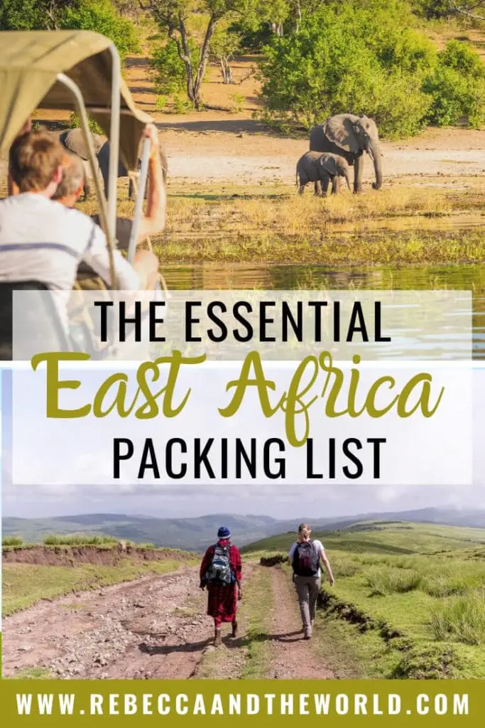 Heading to East Africa for a bucket-list safari? Find out what to wear on safari and what to pack with this detailed East Africa packing list. It includes tips what to include on your safari packing list, as well as what to wear beyond safaris. | #EastAfrica #packinglist #AfricaPackingList #Tanzania #Rwanda #Kenya #Uganda #SafariPackingList