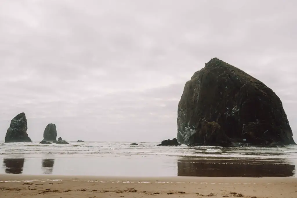 The rocks at Cannon Beach in Astoria, Oregon, which are well-known from The Goonies movie