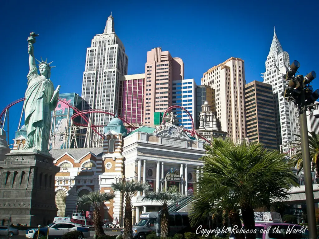 The Strip in New York has a mini New York with a replica Statue of Liberty and skyscrapers