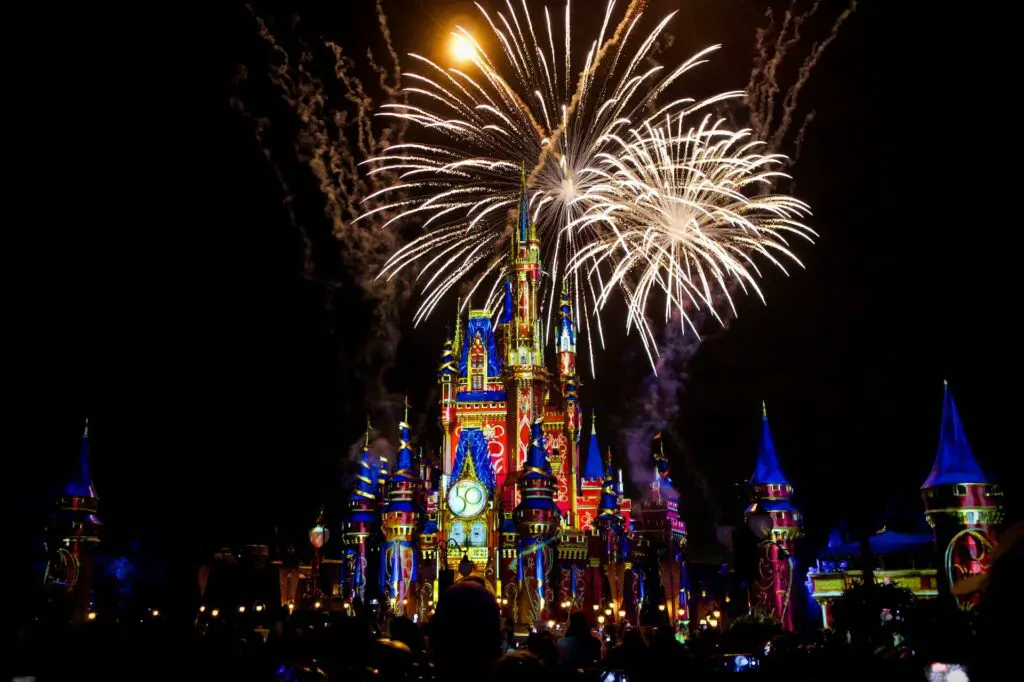 Fireworks at night at Walt Disney World in Florida