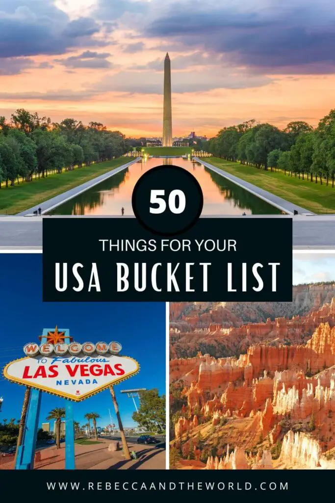 This epic USA bucket list covers the major travel destinations in the US, including the best places to visit and some must-eats! Add these 50 must-dos and must-sees to your own USA bucketlist. USA Travel | Bucket List Travel | Places to Visit in the United States | Things to Do in the USA | USA Travel Bucket List | USA Bucket List | Places to Visit Before Your Die | What to Do in the USA | United States Travel