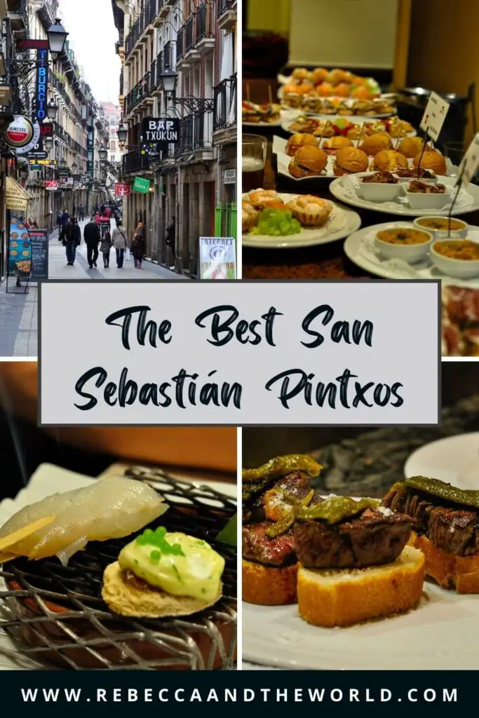 Planning to join a San Sebastian pintxos tour? Here's what to expect - plus what to do if you'd prefer to do a self-guided tour to find the best pintxos in San Sebastian. Either way, prepare yourself for a culinary delight! | #sansebastian #pintxos #bestpintxos #sansebastianpintxostour #spaintravel #basquecountry