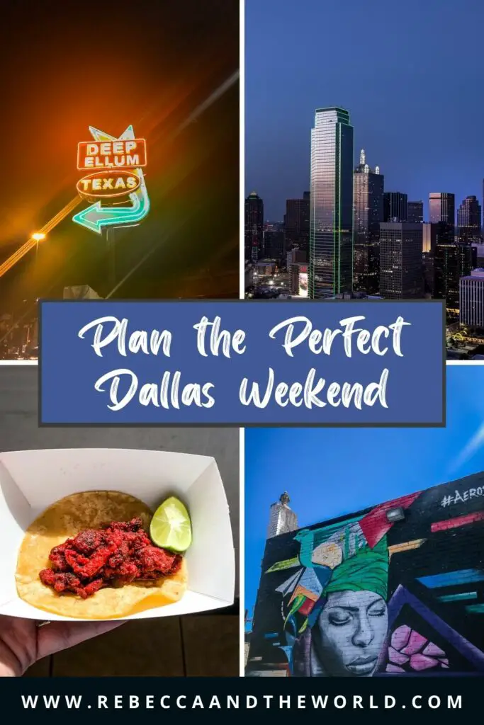 The US's 9th largest city has a lot to keep you busy. From eating and drinking, to cultural and historical pursuits, to wandering cute neighbourhoods, here's what to do on a weekend trip to Dallas, Texas. This Dallas itinerary covers is from a local who lived in the city for more than 2 years. | #dallas #dallastx #texas #usatravel #dallasweekendgetaway #dallasweekendtrip #thingstodoindallas #weekendindallas #dallastravelguide #travel #dallasitinerary #dallasthingstodo #whattodoindallas