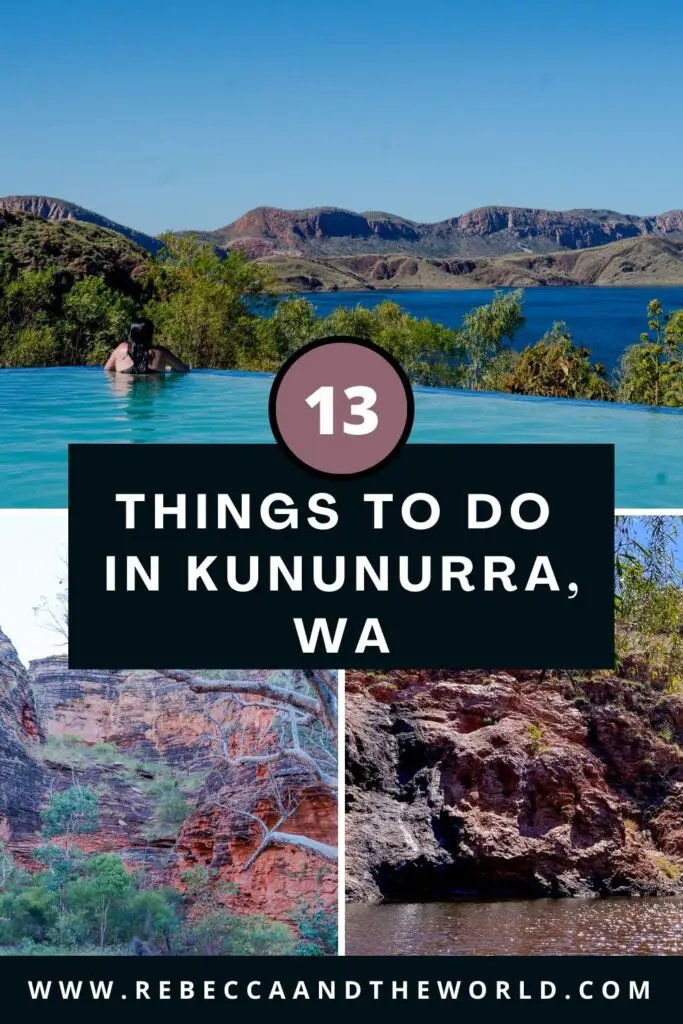 Looking for the best things to do in Kununurra WA? This town has so much to do - here's what to add to your Kununurra itinerary. From watering holes and waterfalls to Mirima National Park and a rum distillery to a scenic flight over Purnululu National Park and the Bungle Bungles, you can easily fill a few days in this lovely Western Australian town. | Kununurra | Kununurra WA | Visit Western Australia | Visit Australia | Lake Kununurra | Purnululu National Park | Bungle Bungles | Lake Argyle