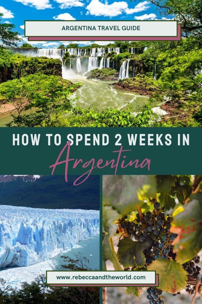 If you've only got 2 weeks in Argentina, check out this awesome Argentina itinerary (from someone who lived there). This 2-week itinerary will see you exploring cities, trekking on glaciers, walking under waterfalls and tasting wine in South America's most diverse country. | Things to do in Argentina | Visit Argentina | South America Travel | Places to Visit in Argentina | Argentina | Buenos Aires | Patagonia | Argentina Travel | Argentina Itinerary | What to do in Argentina