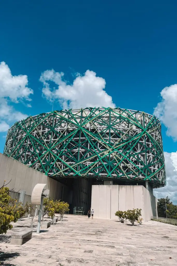 Exterior of the modern Gran Museo del Mundo Maya in Merida, a key cultural stop on a Merida itinerary for history lovers.