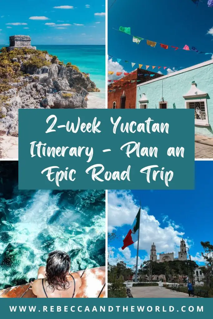 Planning a 2-week Yucatan itinerary? This guide covers incredible ruins, cenotes and colourful towns for an epic Yucatan Peninsula road trip. | Mexico Travel | Mexico Itinerary | Yucatan Itinerary | Yucatan Peninsula | Yucatan Road Trip | Things to Do in the Yucatan | Yucatan What to Do | Campeche | Merida Travel | Visit Calakmul | Tulum Travel Guide | Visit Isla Holbox | Visit Bacalar | Yucatan Travel | Yucatan Travel Guide | Visit Mexico | Places to Visit in Mexico