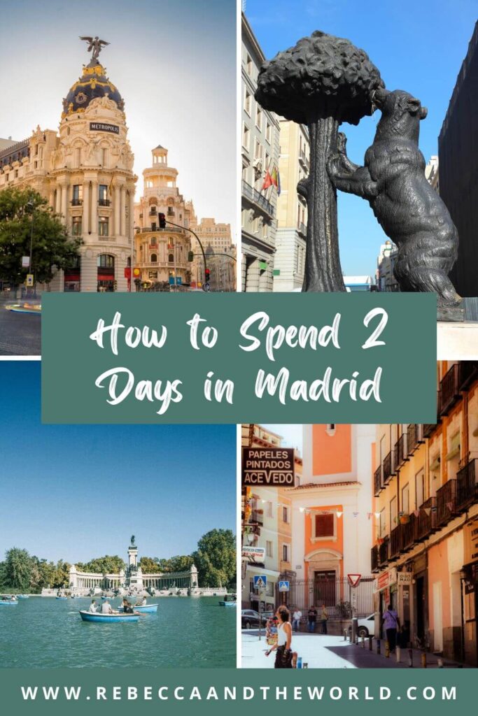 Only have 2 days in Madrid? Follow this Madrid itinerary to explore iconic sights, lively plazas, world-class art and the best food. From churros and calamari sandwiches to rooftop bars and museums, here’s how to spend 48 hours in Madrid. | 2 Days in Madrid | Madrid Itinerary | 48 Hours in Madrid | Things to Do in Madrid | Madrid Travel Guide | Madrid Spain Itinerary | Best of Madrid | Madrid Food Tour | Madrid Travel Tips | Where to Stay in Madrid | Best Time to Visit Madrid