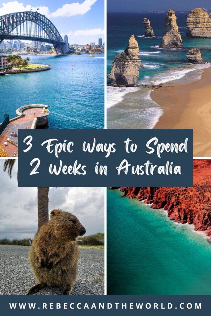 Planning a trip to Australia? Here are 3 amazing 2-week itineraries covering Sydney, Uluru, the Great Ocean Road, and Western Australia. 2 Weeks in Australia | 2 week Australia itinerary | Australia Trip planner | East Coast Australia itinerary | Western Australia road trip | Uluru itinerary | Great Ocean Road itinerary | Sydney itinerary | Melbourne itinerary | Best way to spend 2 weeks in Australia | Two week Australia trip | Australia highlights itinerary | How to plan an Australia trip