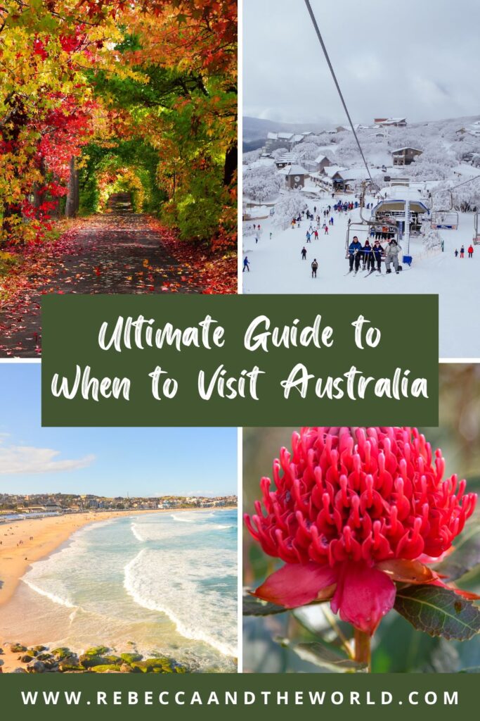 Planning a trip Down Under? This guide breaks down the best time to visit Australia by season — from sunny beach days in summer to whale watching in winter and wildflower season in spring. Find out when to visit Sydney, Melbourne, Uluru, the Great Barrier Reef and more! | Best Time To Visit Australia | When To Visit Australia | Australia In Summer | Australia In Winter | Australia In Spring | Australia In Autumn | Best Month To Visit Australia | Australia Trip Planning | Australia Travel Tips