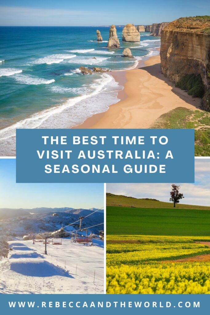 Planning a trip Down Under? This guide breaks down the best time to visit Australia by season — from sunny beach days in summer to whale watching in winter and wildflower season in spring. Find out when to visit Sydney, Melbourne, Uluru, the Great Barrier Reef and more! | Best Time To Visit Australia | When To Visit Australia | Australia In Summer | Australia In Winter | Australia In Spring | Australia In Autumn | Best Month To Visit Australia | Australia Trip Planning | Australia Travel Tips