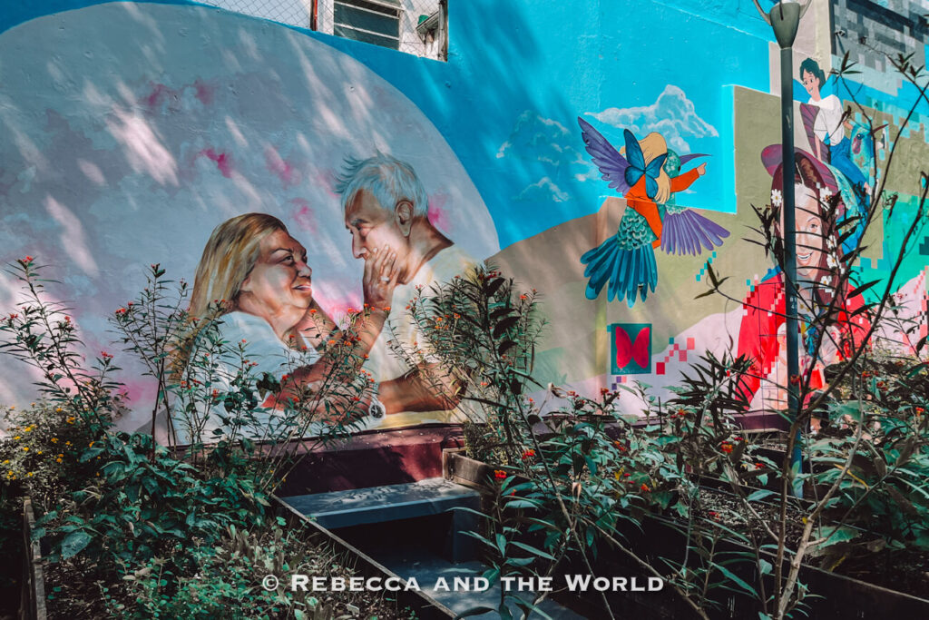 Colourful mural at a community garden in Palermo, Buenos Aires. During the Asado Adventure experience, you'll go on a street art and history walk.