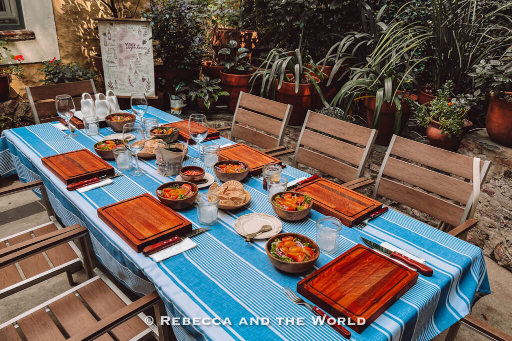 Beautifully set outdoor table ready for guests at Asado Adventure, part of a relaxed Argentine asado experience in Buenos Aires.