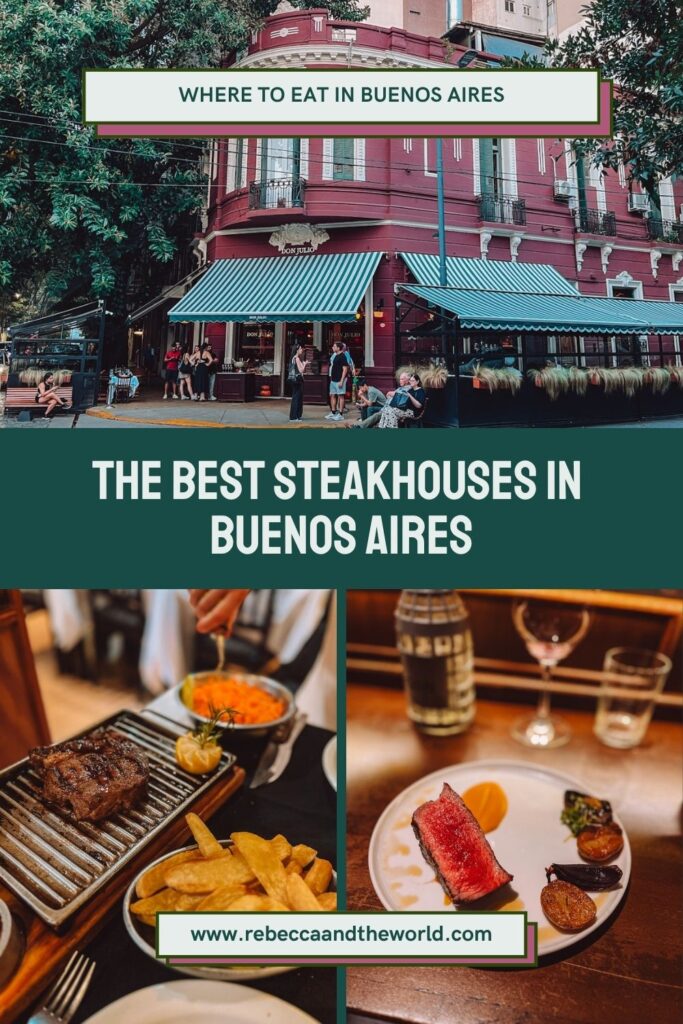 A former local's guide to the best steakhouses in Buenos Aires: where to eat the best steak and what to order in parrillas. | Best Steakhouses In Buenos Aires | Buenos Aires Steak Guide | Best Parrillas In Buenos Aires | Where To Eat Steak In Buenos Aires | Argentine Steakhouse | Buenos Aires Food Guide | Asado Culture Argentina | Buenos Aires Travel Guide | Argentina Food Guide | Best Steak in Buenos Aires | Where to Eat in Buenos Aires | Buenos Aires Parrillas | Buenos Aires Itinerary