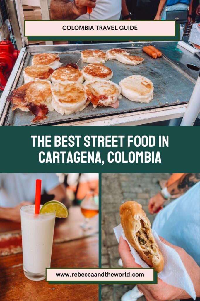 Not sure what to eat in Cartagena? Try a Cartagena street food tour! Here's what to expect on the tour and the Colombian dishes you'll try. | Cartagena Street Food Tour | What To Eat In Cartagena | Colombia Street Food | Cartagena Food Tour | Cartagena Travel Guide | Things To Do In Cartagena | What to Do in Cartagena | Cartagena Old Town | Walled City Cartagena | Cartagena Itinerary | Colombian Food | Colombian Fruit | Limonada De Coco | Cartagena Colombia Travel | South America Travel