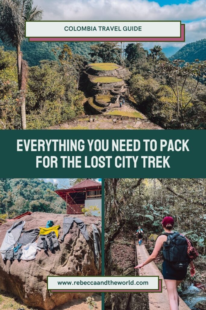 Packing for Colombia's Ciudad Perdida hike? Here’s my practical Lost City trek packing list plus what to skip and how to keep your bag light. | Lost City Trek Packing List | Lost City Hike Packing List | Ciudad Perdida Trek | Colombia Hiking Packing List | What To Pack For Lost City Trek | Lost City Trek Colombia | Colombia Travel Tips | Colombia Hiking Essentials | Packing Light Tips | Jungle Hiking Gear | Lost City Trek FAQs | South America Adventure Travel | Hiking In Colombia