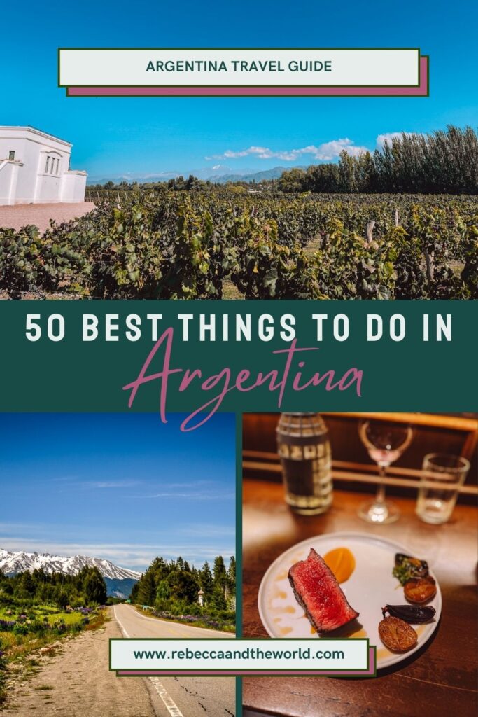 As the second largest country in South America, there are so many things to do in Argentina. Check out this list of the 50 best Argentina tourist attractions and places to see. From walking on a glacier, to tasting delicious wines, to experiencing Oktoberfest, there's something for everyone in Argentina. | Argentina | South America | Buenos Aires | Salta | Perito Moreno Glacier | Argentina Things to Do | Argentina Travel | Argentina Itinerary | Argentina Vacation | Places to Visit in Argentina